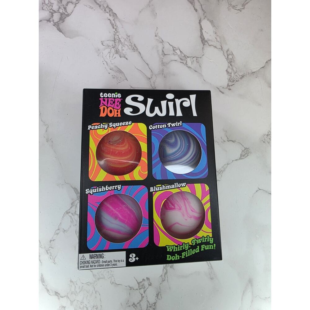 NeeDoh Teenie Swirl 4-pack, Nee Doh Mini Squishy Stress Balls, Set Of Four - NEW